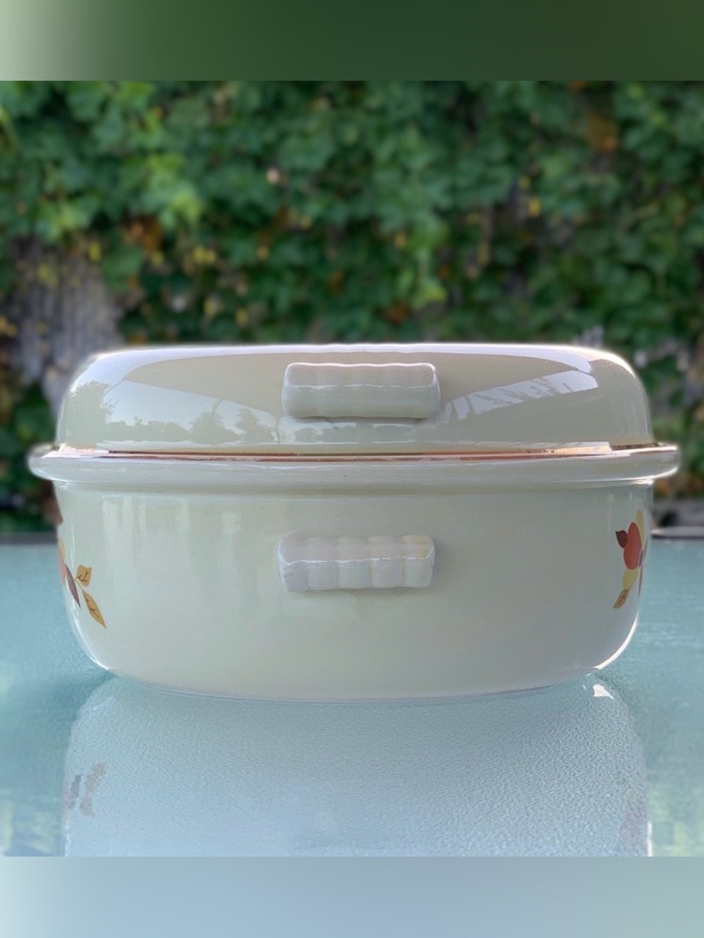 Hall's Superior Autumn Leaf Jewel Stoneware 2 Qt Baking Casserole Dish with Lid - Picture 3 of 9